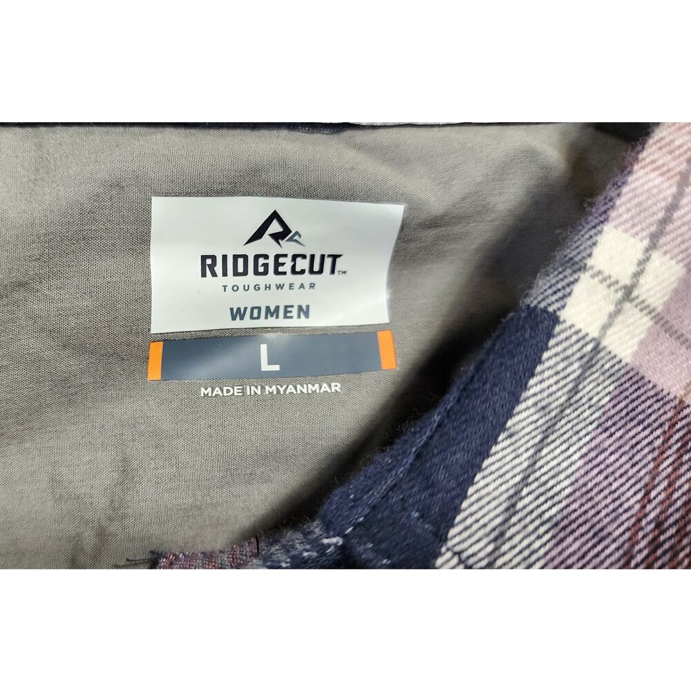 Ridgecut Women’s Plaid Button Up‎ Shirt Size Large Pink Navy - Picture 10 of 12